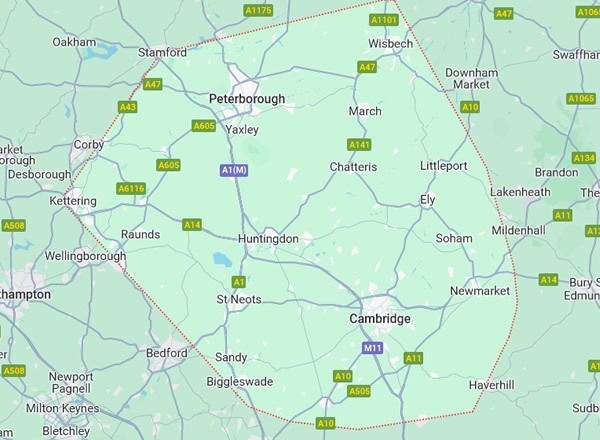 map of Cambridge areas covered